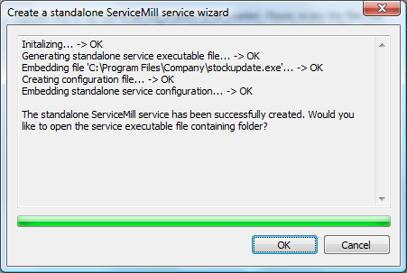 ServiceMill Exe Builder service creation